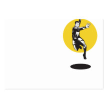 Handball Player Jumping Retro Business Cards