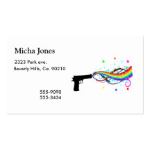 Handgun Shooting Stars & Rainbows Business Card Template