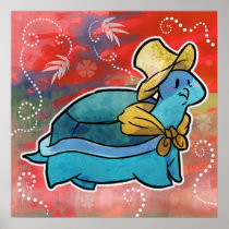 Handkerchief Turtle Colourful Red Poster