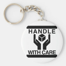 Handle With Care Basic Black Logo Keychain