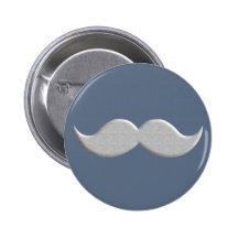 Handlebar Mustache Moustache on Blue Background Buttons
