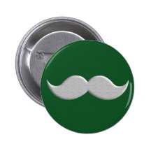 Handlebar Mustache Moustache on Green Background Button