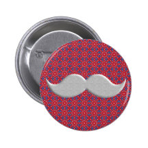 Handlebar Mustache Moustache on Red Pattern Buttons