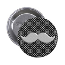 Handlebar Mustache on Abstract Black Background Button