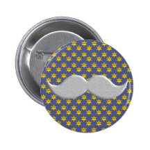 Handlebar Mustache on Cowboy Sheriff Pattern Button