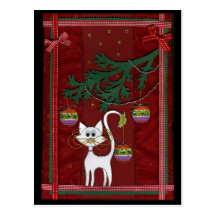 Handmade Kitty Jingle Christmas Card Postcard