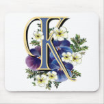 Handpainted Pansy Initial - K Mouse Pad