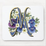 Handpainted Pansy Initial Monogram -  M Mouse Pads