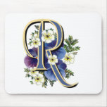 Handpainted Pansy Initial Monogram - R Mousepad