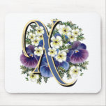 Handpainted Pansy Initial Monogram - X Mouse Pad