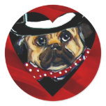 Handsome Pug Valentine Round Sticker