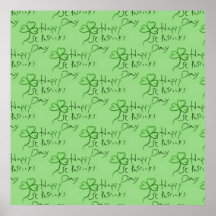 Handwritten Happy St Patrick's Day Shamrock Clover Poster