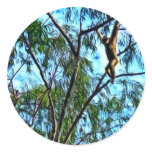 "Hanging Gibbon" Artwork Round Sticker
