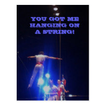 HANGING ON A STRING postcard