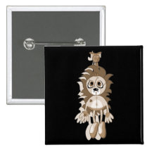 Hanging Teddy Orange Sepia Pinback Button