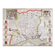 Hantshire, engraved by Jodocus Hondius Post Card