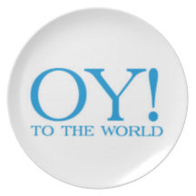 Hanukah Plate Oy to the World! (White)