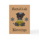 Hanukkah Blessings-Cute Pug with Menorah cards