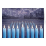 Hanukkah Candles & Snowy Window Greeting Card