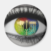 Hanukkah Menorah, Eye Reflection Fridge Magnets