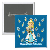 Hanukkah Princess Pinback Buttons