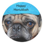 Hanukkah pug with yarmulke stickers