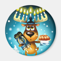 Hanukkah Reindeer Refrigerator Magnets