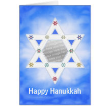 Hanukkah Star and Snowflakes Blue (photo frame) Card
