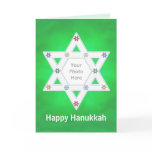 Hanukkah Star and Snowflakes Green (photo frame) cards