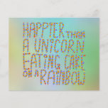 Happier Than A Unicorn Eating Cake On A Rainbow. Flyer Design