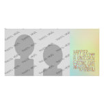 Happier Than A Unicorn Eating Cake On A Rainbow. Photo Greeting Card