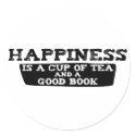 Happiness is a Cup of Tea and a Good Book stickers