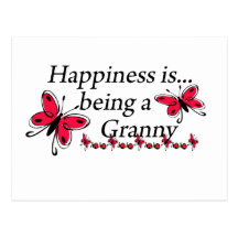 Happiness Is Being An Granny BUTTERFLY Postcard