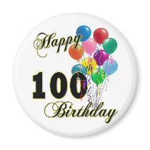 Happy 100th Birthday Gifts and Birthday Apparel Refrigerator Magnet