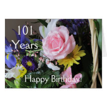 Happy 101st Birthday! Pink Rose Bouquet Card