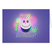 Happy 10th Birthday Smiley Cake Card