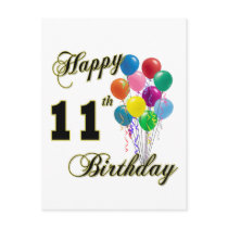 Happy 11th Birthday Gifts and Birthday Apparel Post Card