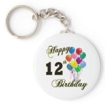 Happy 12th Birthday Gifts and Birthday Apparel Keychain