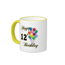 Happy 12th Birthday Gifts and Birthday Apparel Coffee Mugs