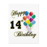 Happy 14th Birthday Gifts and Birthday Apparel Postcard