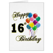 Happy 16th Birthday Gifts and Birthday Apparel Cards
