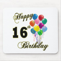 Happy 16th Birthday Gifts and Birthday Apparel Mousemats