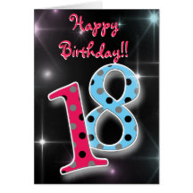 Happy 18th birthday fun & bright polka dot card