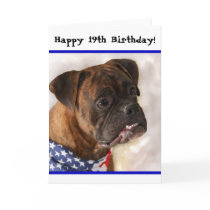 Happy 19th Birthday Patriotic Boxer greeting card