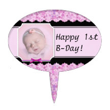 Happy 1st B-Day! Baby girl Figura Para Tarta