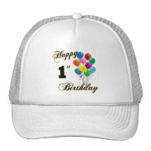 Happy 1st Birthday Baseball Caps and Hats