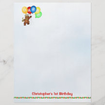 Happy 1st Birthday Bear Scrapbook Paper 4 Personalized Flyer
