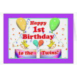 Happy 1st Birthday Chickens for Twins Cards