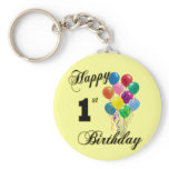 Happy 1st Birthday Keychain and Birthday Apparel