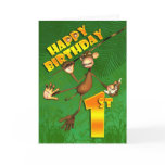 Happy 1st Birthday Monkey Banana cards